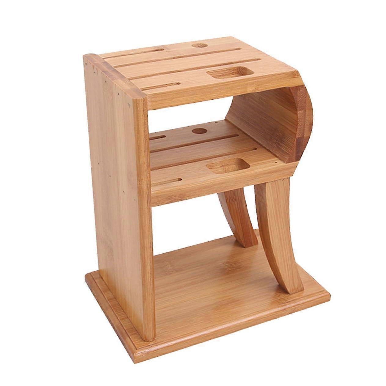 Knife Block with Ventilated RShape Design, Wooden Knife Holder for Kitchen Storage and Organization