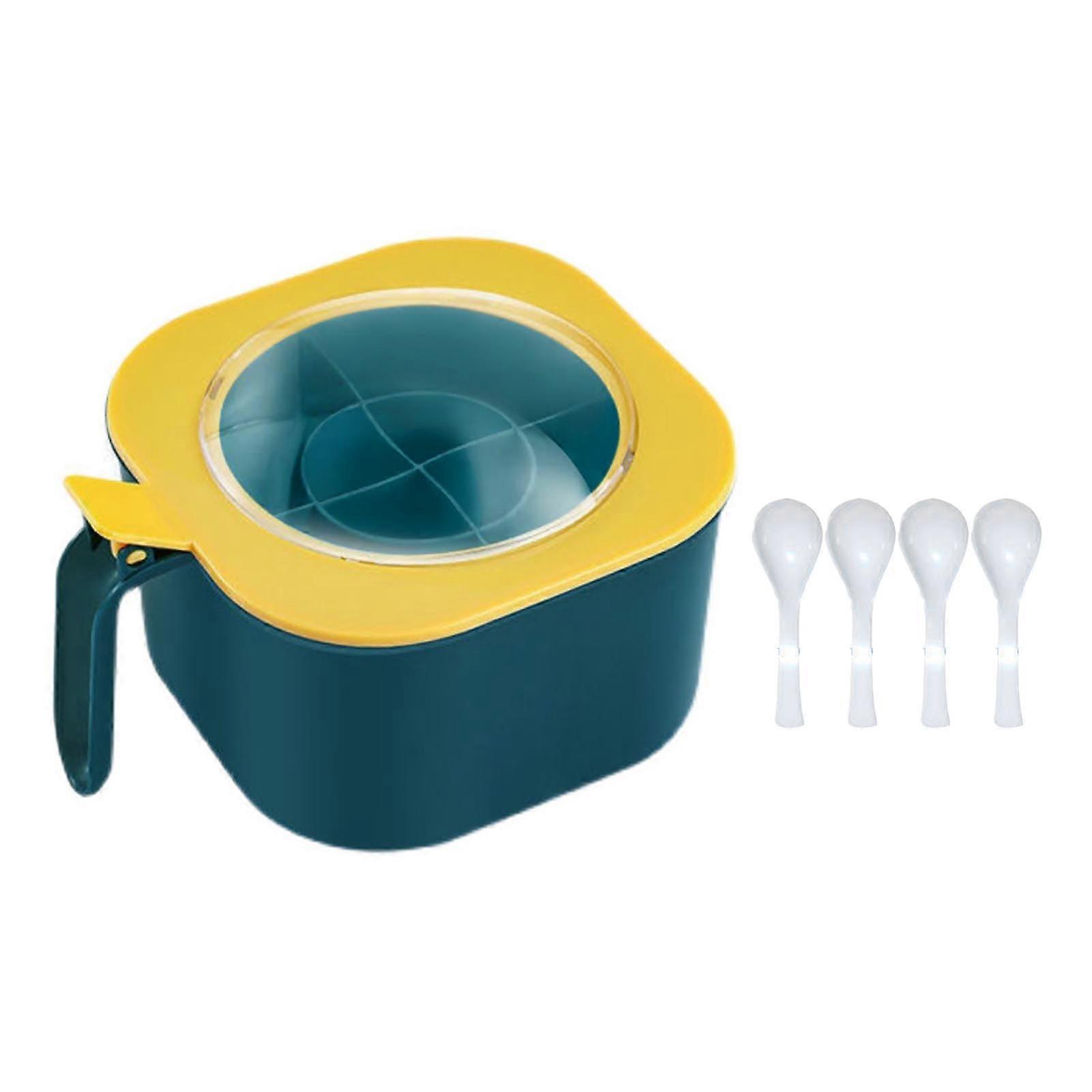 Spice Storage Box 4Compartment Organizer with Spoons and MoistureProof Lids for Kitchen