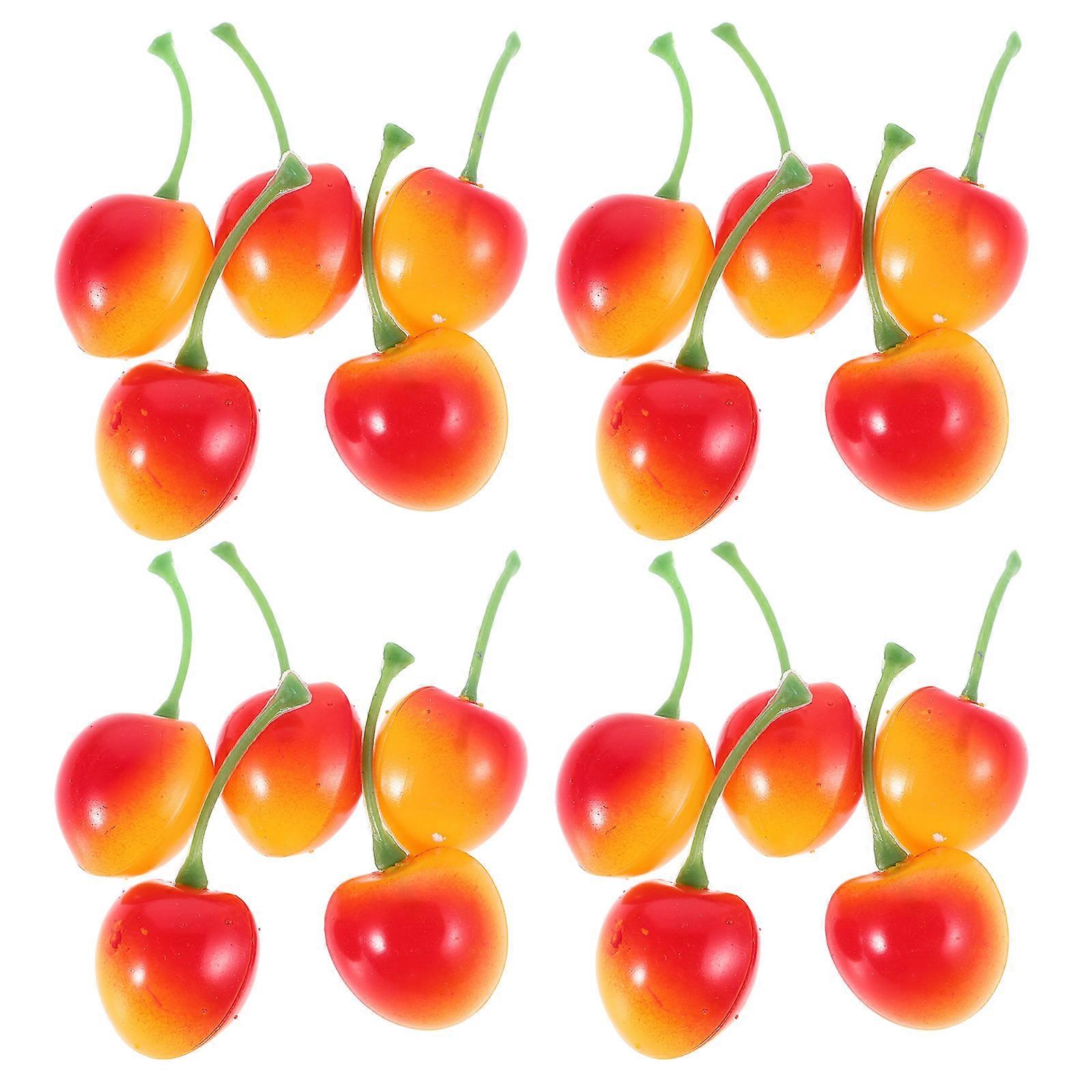 Realistic Fruit Cherry for Party Use 20Pcs Decorative Artificial