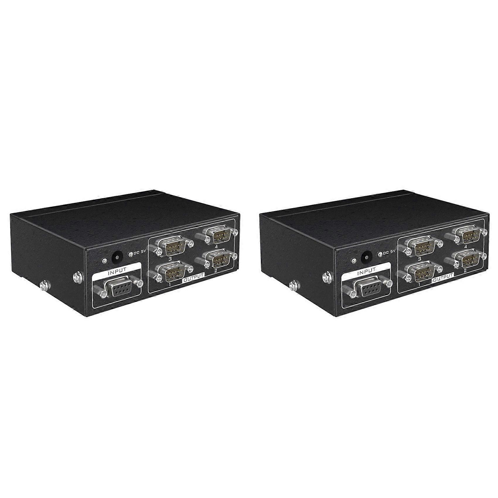 2X MT-RS104 Active Serial RS232 Splitter 1 to 4 RS232 Bi-Direction Switcher Splitter 4 to 1 with Power Adapter-EU Plug