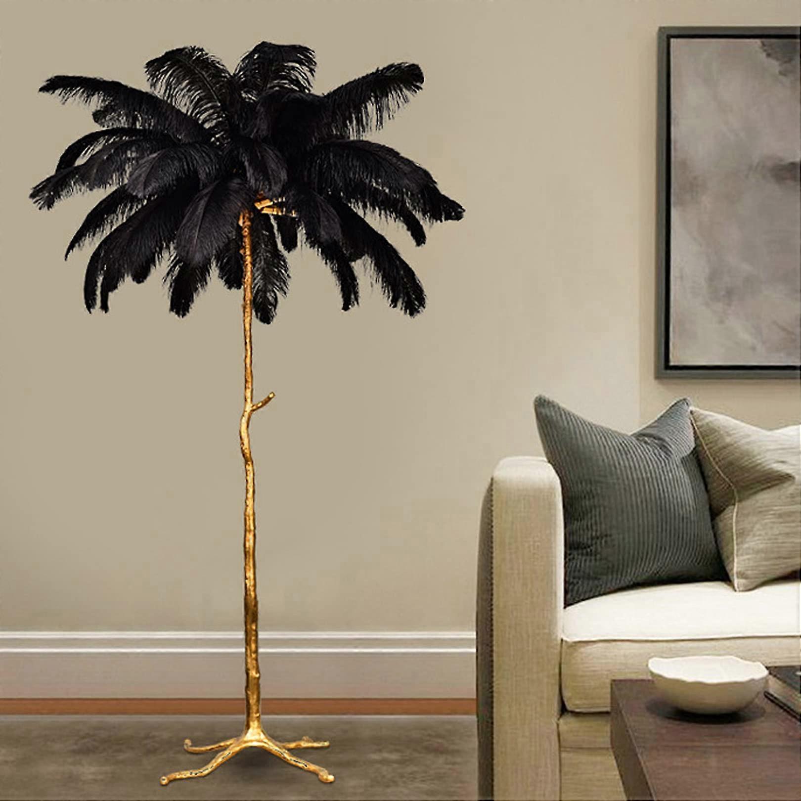 Luxury Ostrich Feather Floor Lamp with Adjustable Color Temperature and Soft Ambient Lighting for Living Room