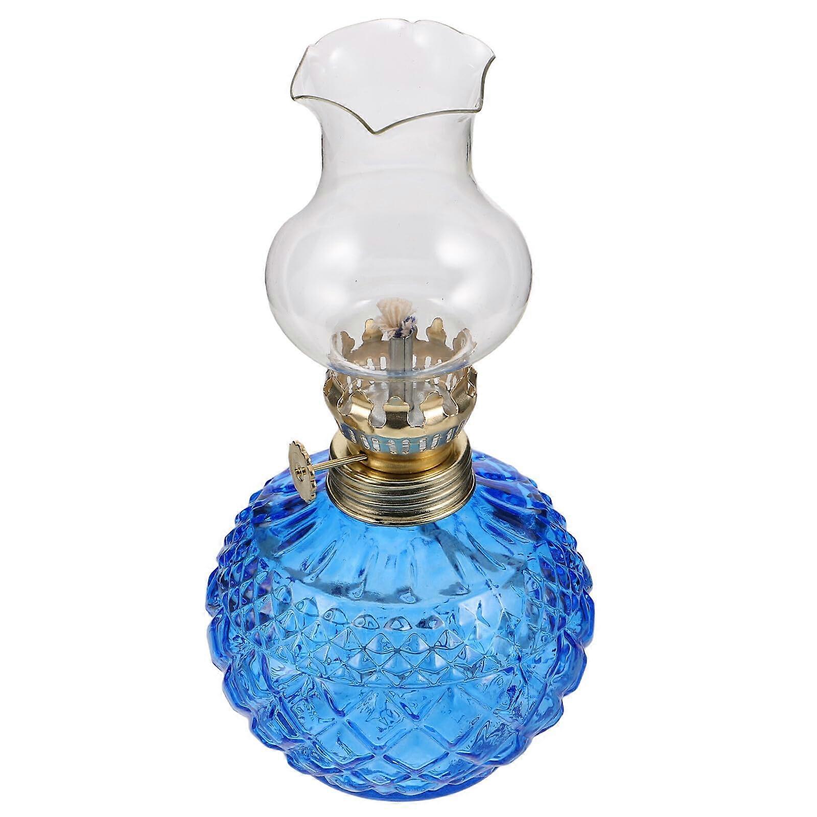 Vintage Glass Kerosene Lamp with Adjustable Wick for Emergency Lighting and Warm Indoor Décor