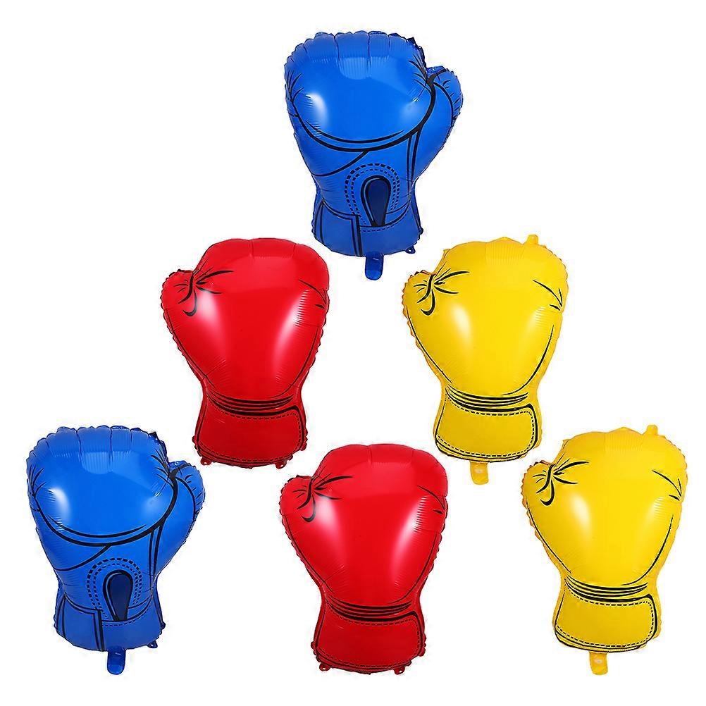 Boxing Theme Party Decorations Foil Balloon with Inflatable Gloves 6Pcs