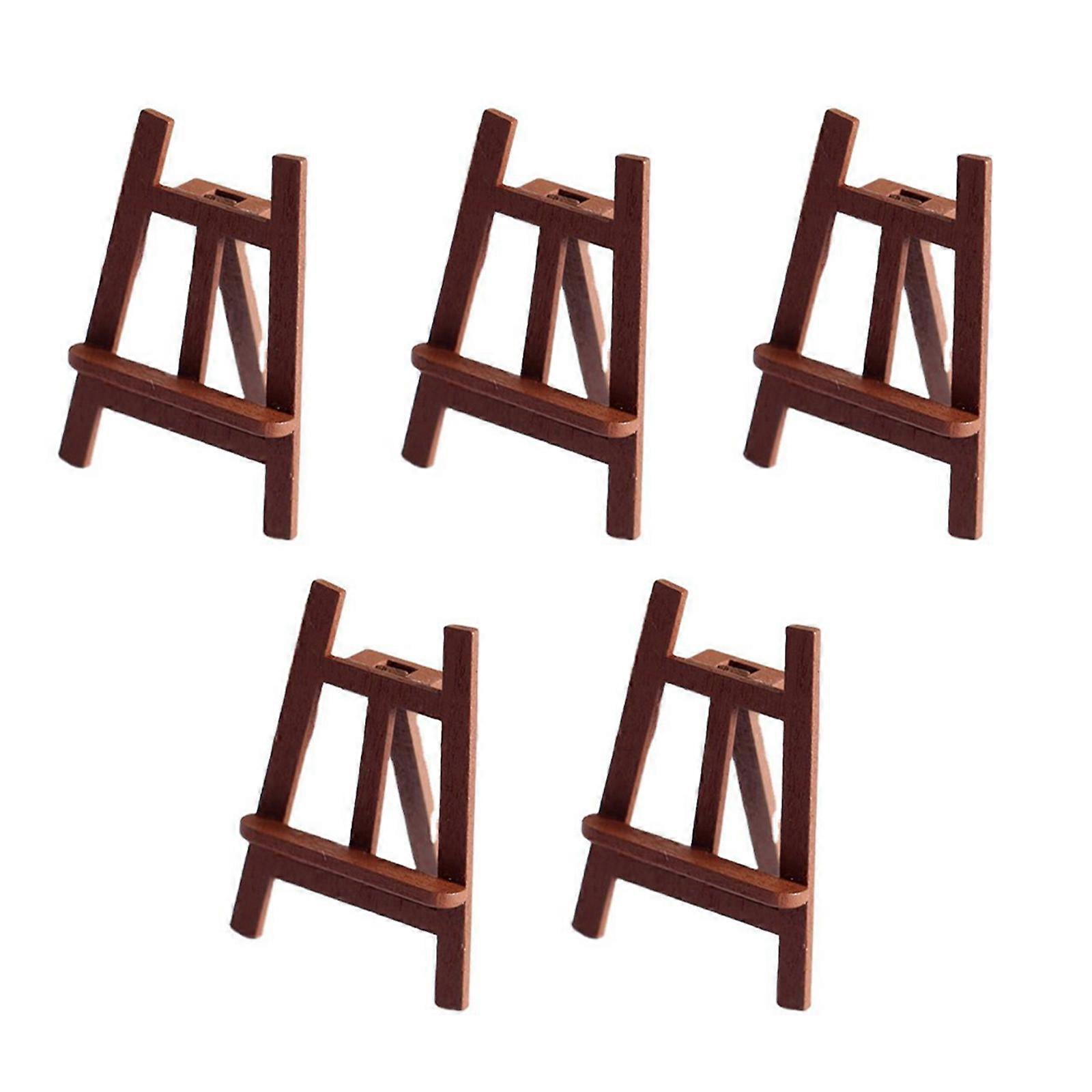 Mini House Easel Model Wooden Simulation Easel Decor 5 Pcs Indoor Display Miniature Easel Shape Realistic Design Doll House Decor