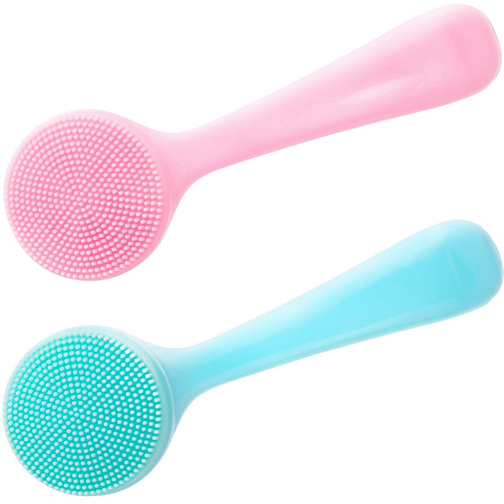 2pcs Silicone Face Scrubber Set, Soft Facial Cleansing Brush for Deep Pore Cleaning and Gentle Exfoliation, Blue and Pink