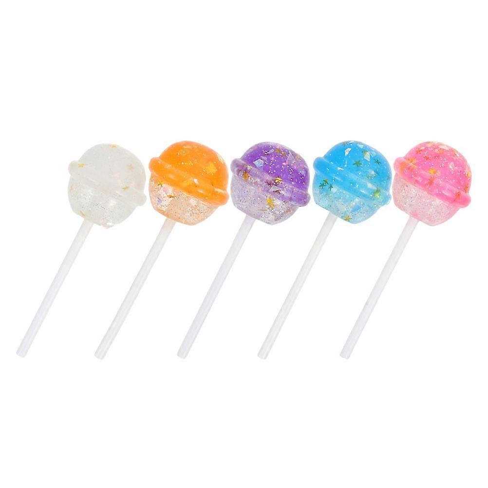Creative Resin Candy Lollipop Charms for Craft Decor 5Pcs Assorted Colors