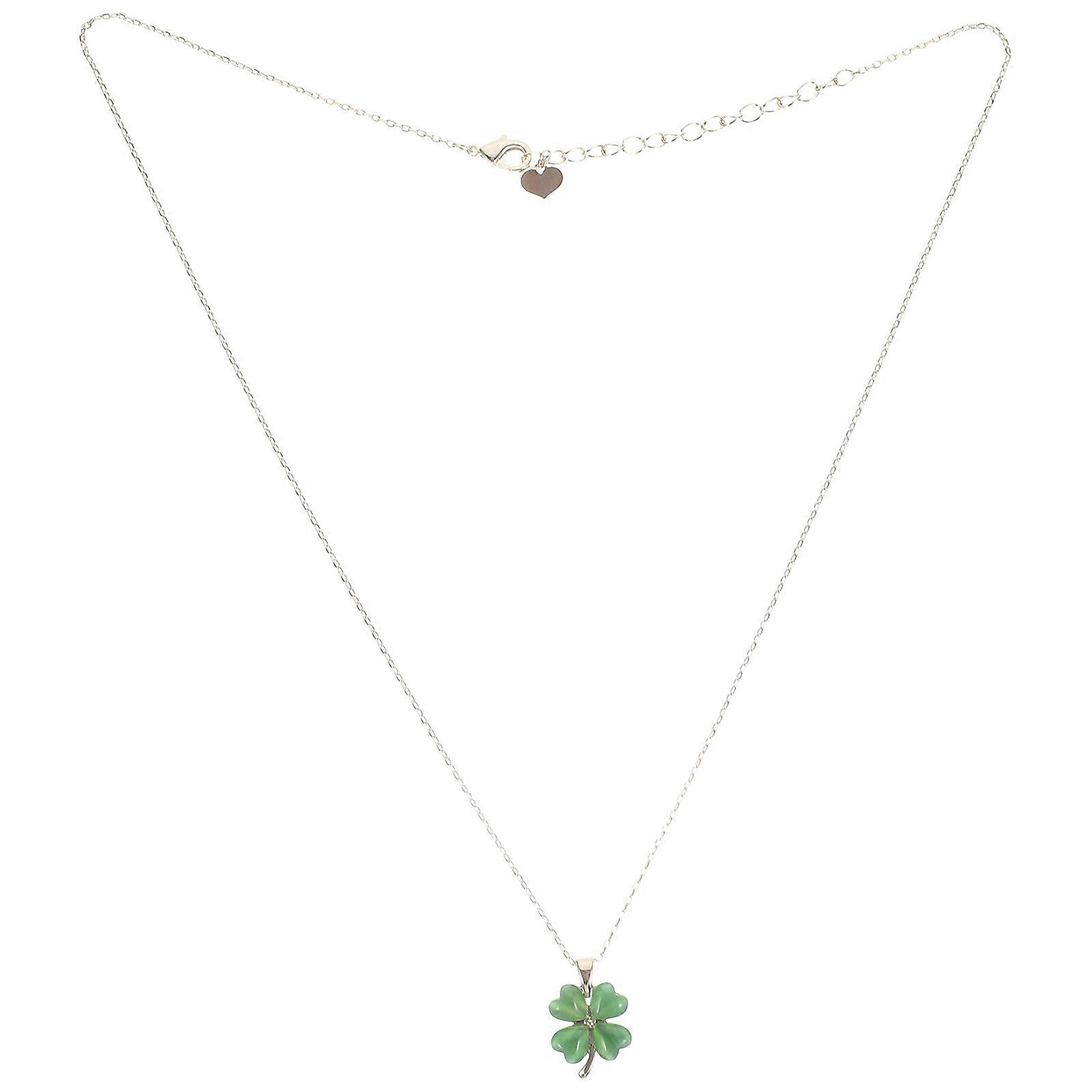 Cat's Eye Necklace for Decor Opal Four-Leaf Clover Necklace
