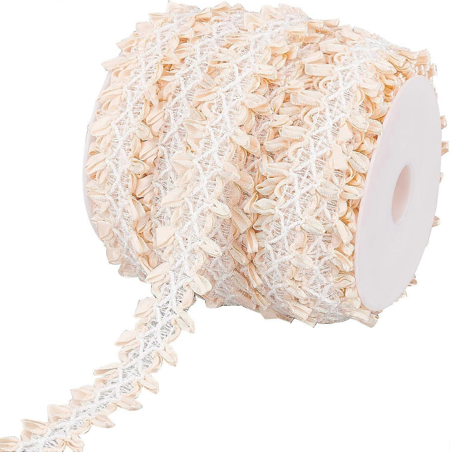 25 Yards Gimp Braid Trim 1 Inch Polyester Woven Braid Trim with Flower Edge Decorative Gimp Ribbon Embroidery Braid Basic Trim for Sewing and Crafting