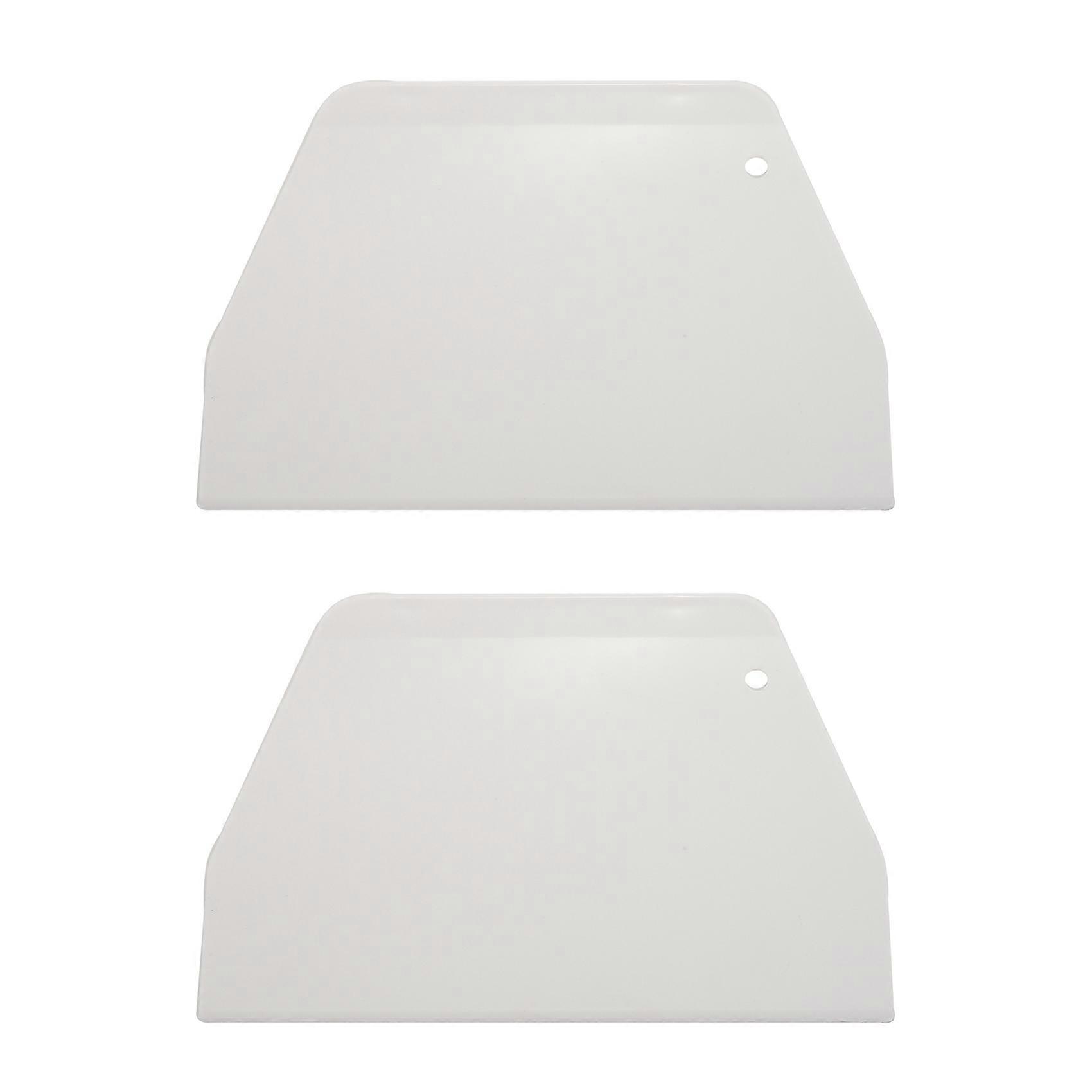 2X 19 cm x 12.5cm Flat White Plastic Cake Decorator Dough Pastry Scraper Tool