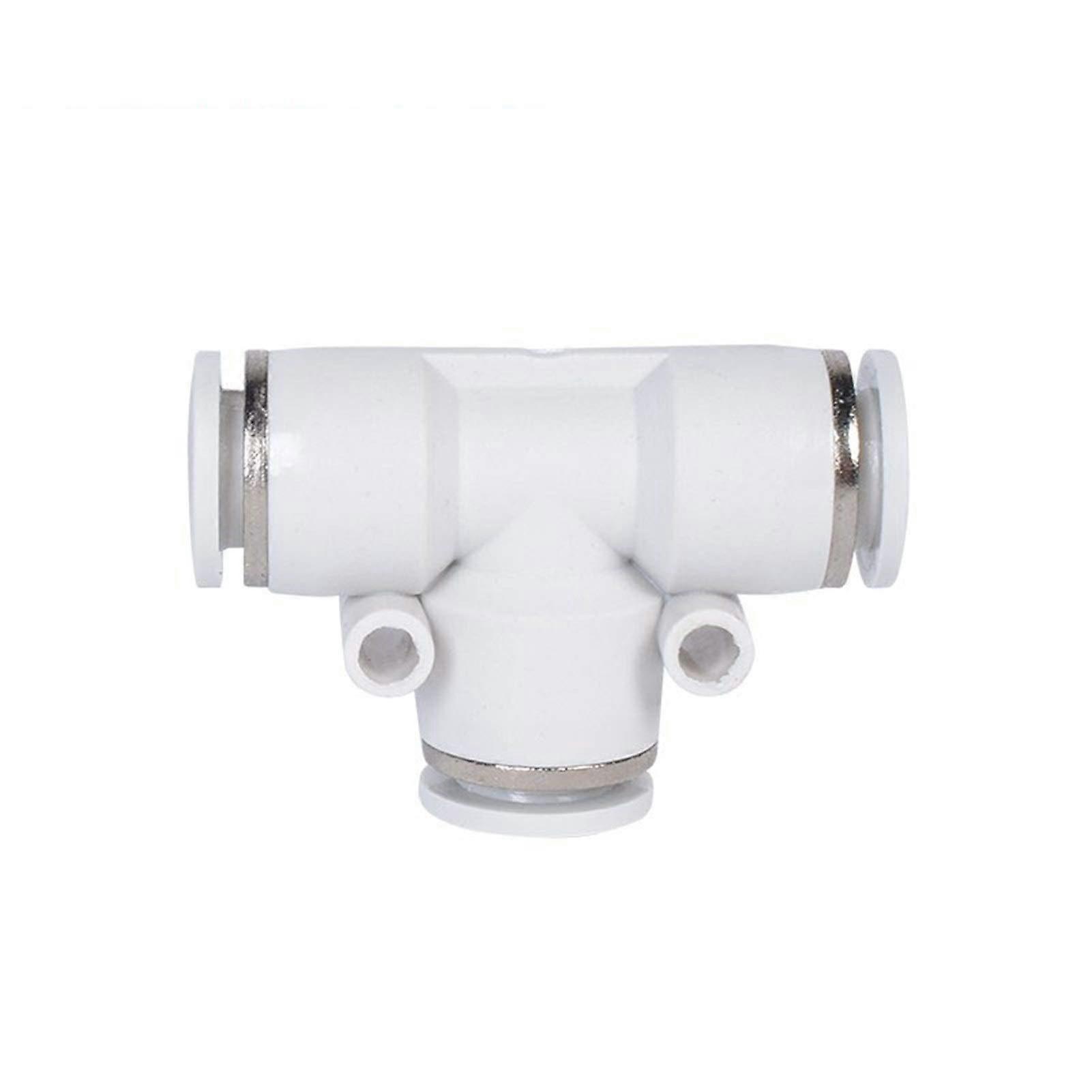 3 Way OD Hose Tube Push In Air Gas Fitting Quick Connector Adapters T Shaped Tee PE 416mm White 10 Pcs