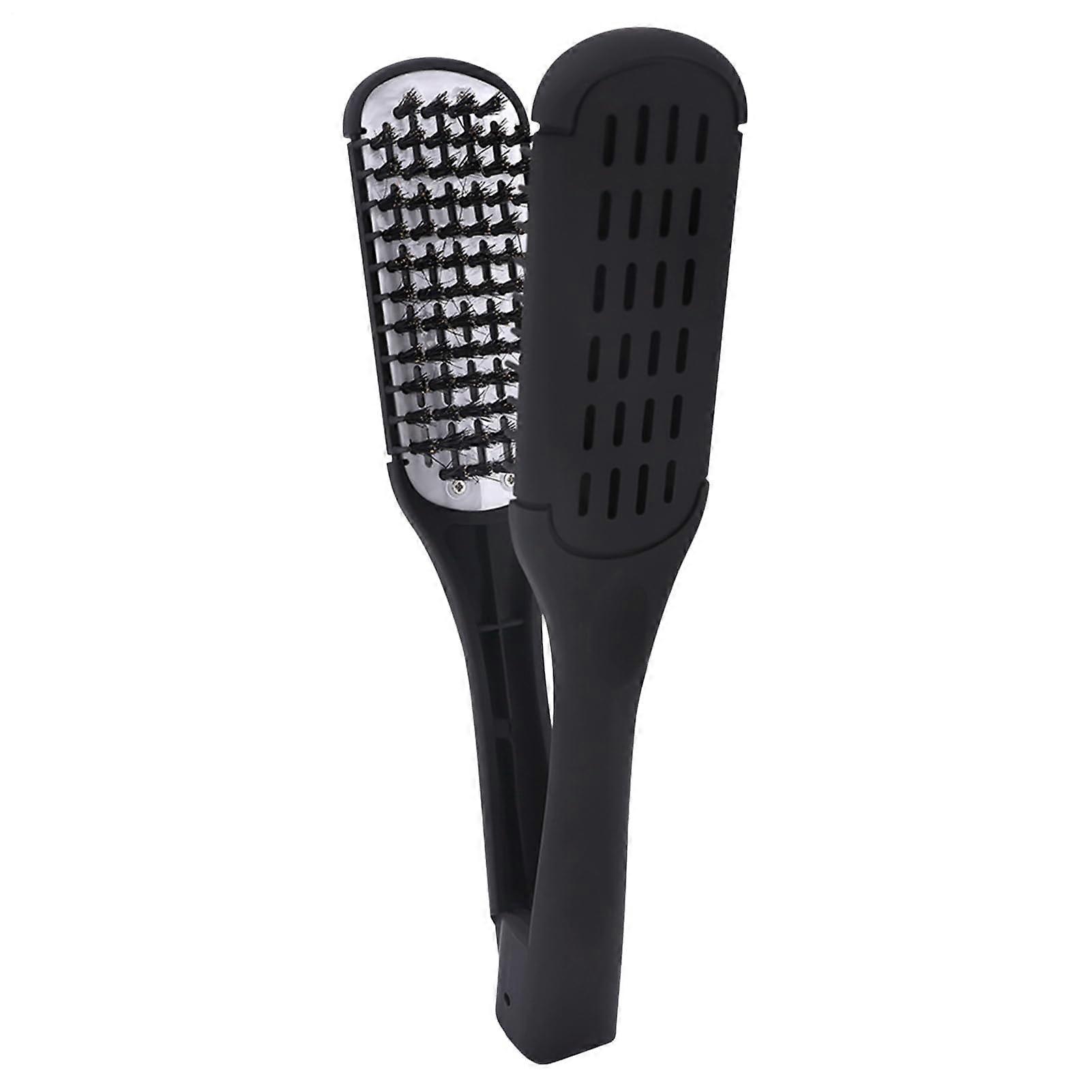 Hair Straightener Brush with Ceramic Teeth, Double Sided Comb for Effortless Smooth Styling
