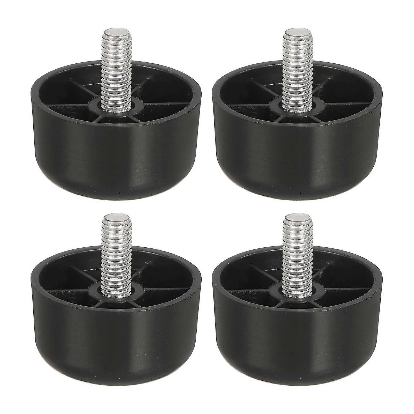 4 Pcs Black Plastic Tapered Furniture Legs with Adjustable Levelers, Sofa Couch Chairs Tables Replacement