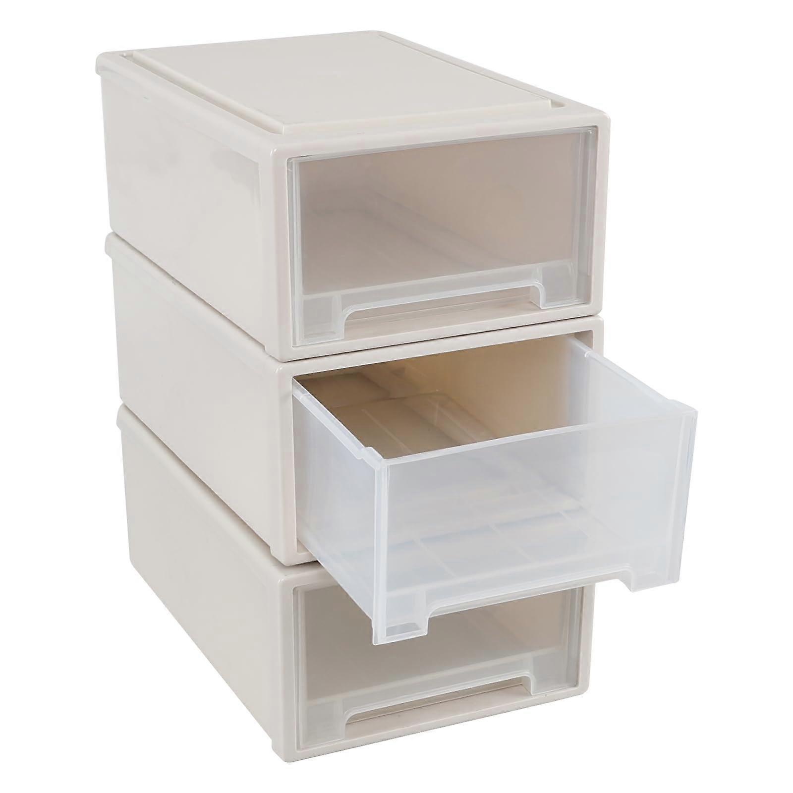 3 Pack 12 Quart Stackable Plastic Storage Drawers with Clear Front and Easy Grip Handle