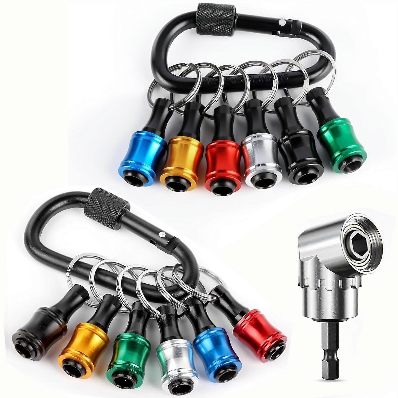 Impact Driver Bit Holder Keychain 1/4 Inch Hex Quick Release Extension Bar with 105° Right Angle Drill Attachment