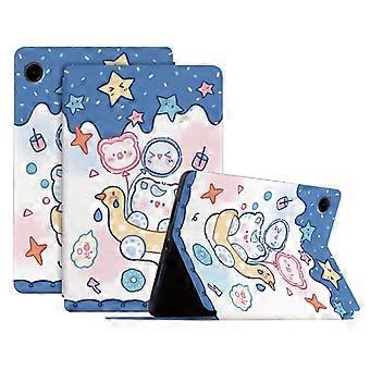 Till Samsung Galaxy Tab A9 Smart Cover PU Läder Cartoon Pattern Stand Tablet Case