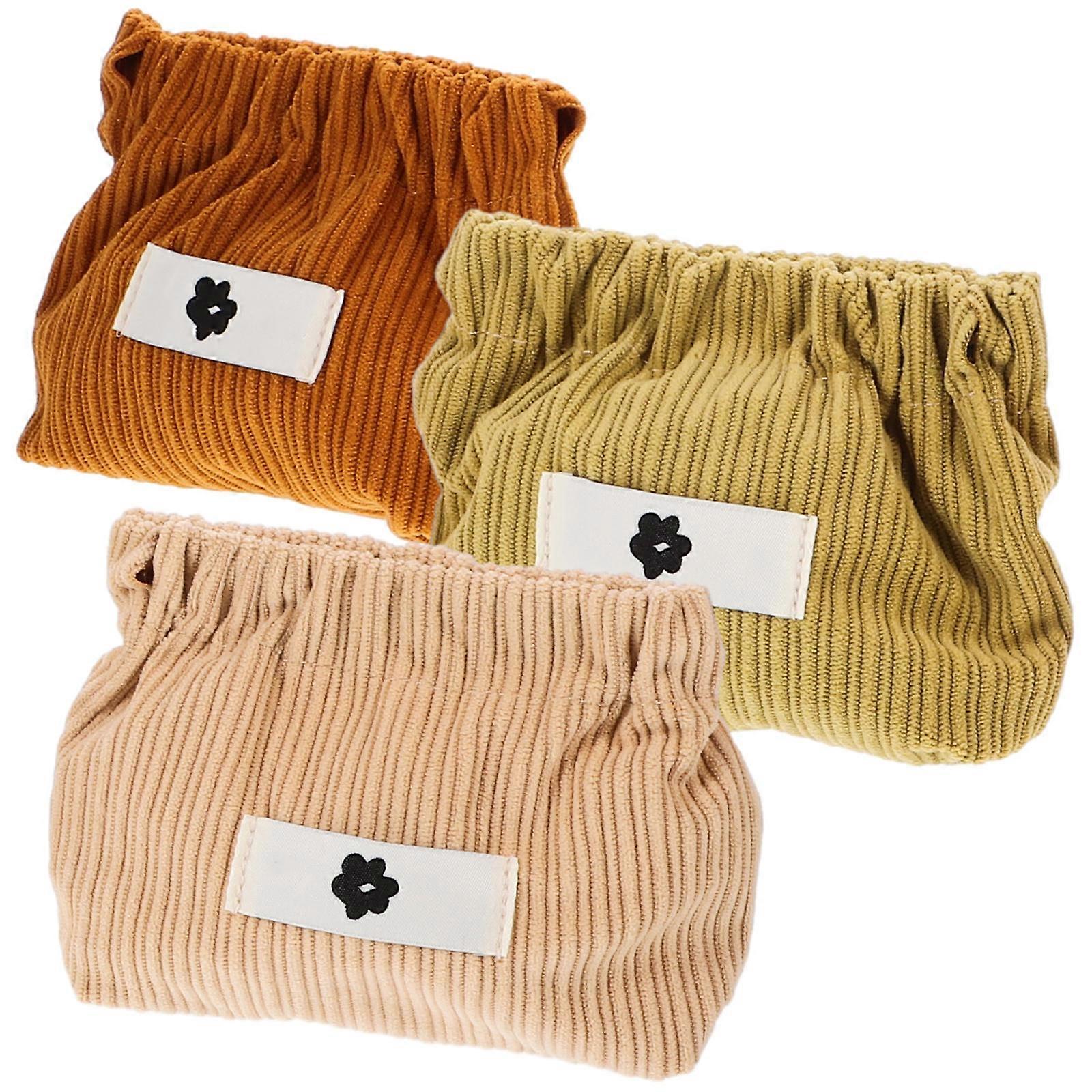 Small Makeup Bag Corduroy Lipstick Organizer for Storage 3Pcs Set