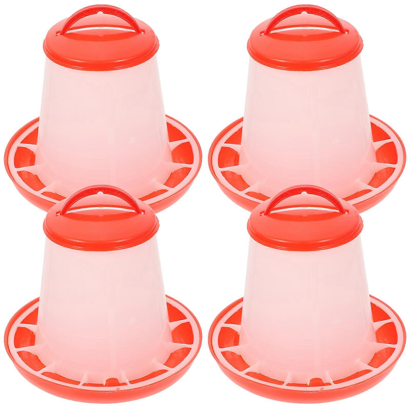 Automatic Feeder for Chicken Transparent Plastic Poultry Feeding Trough 4Pcs