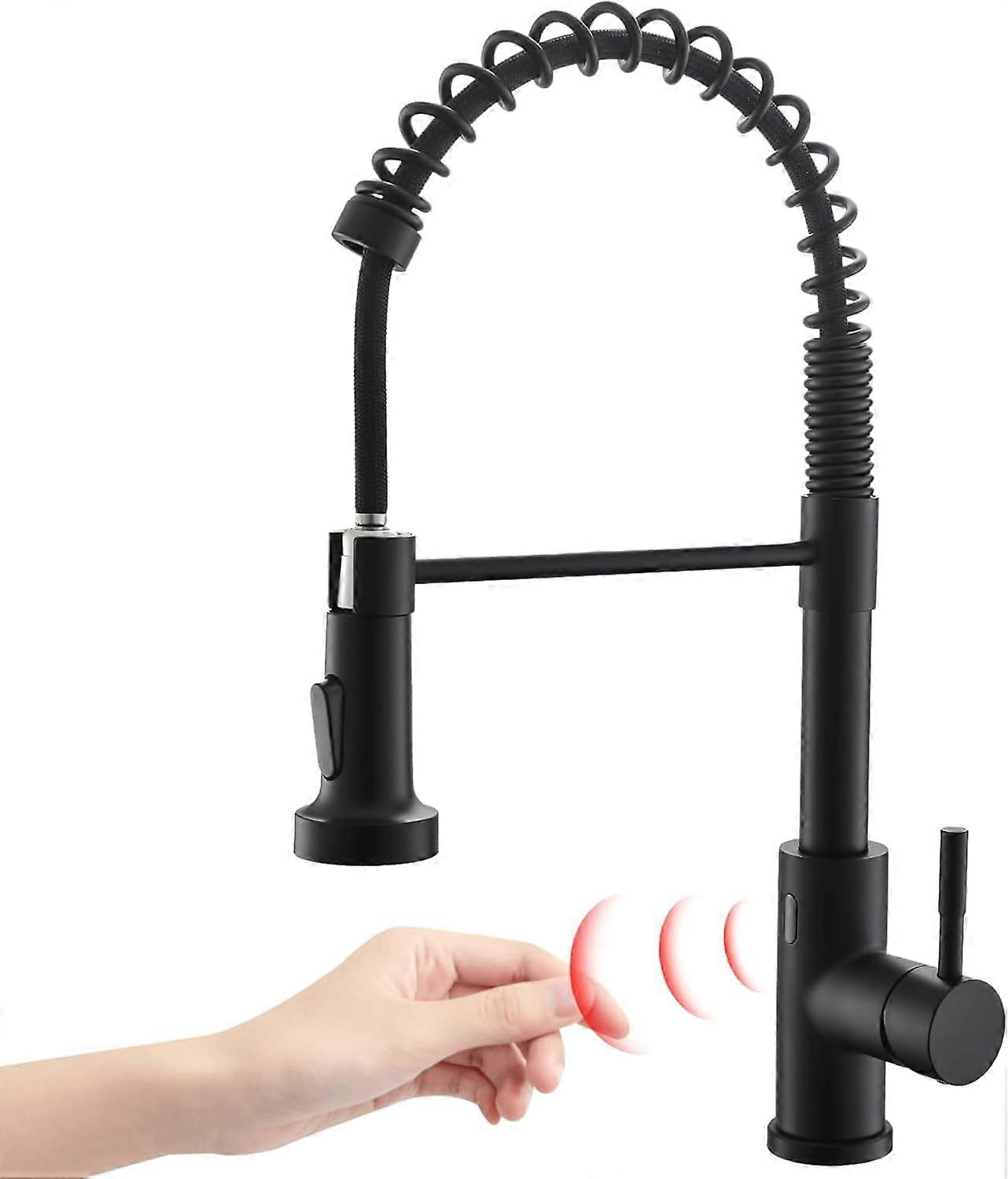 Matte Black Touchless Pull Down Kitchen Faucet with Sprayer, Motion Sensor, Dual Spray Modes Ref:8020