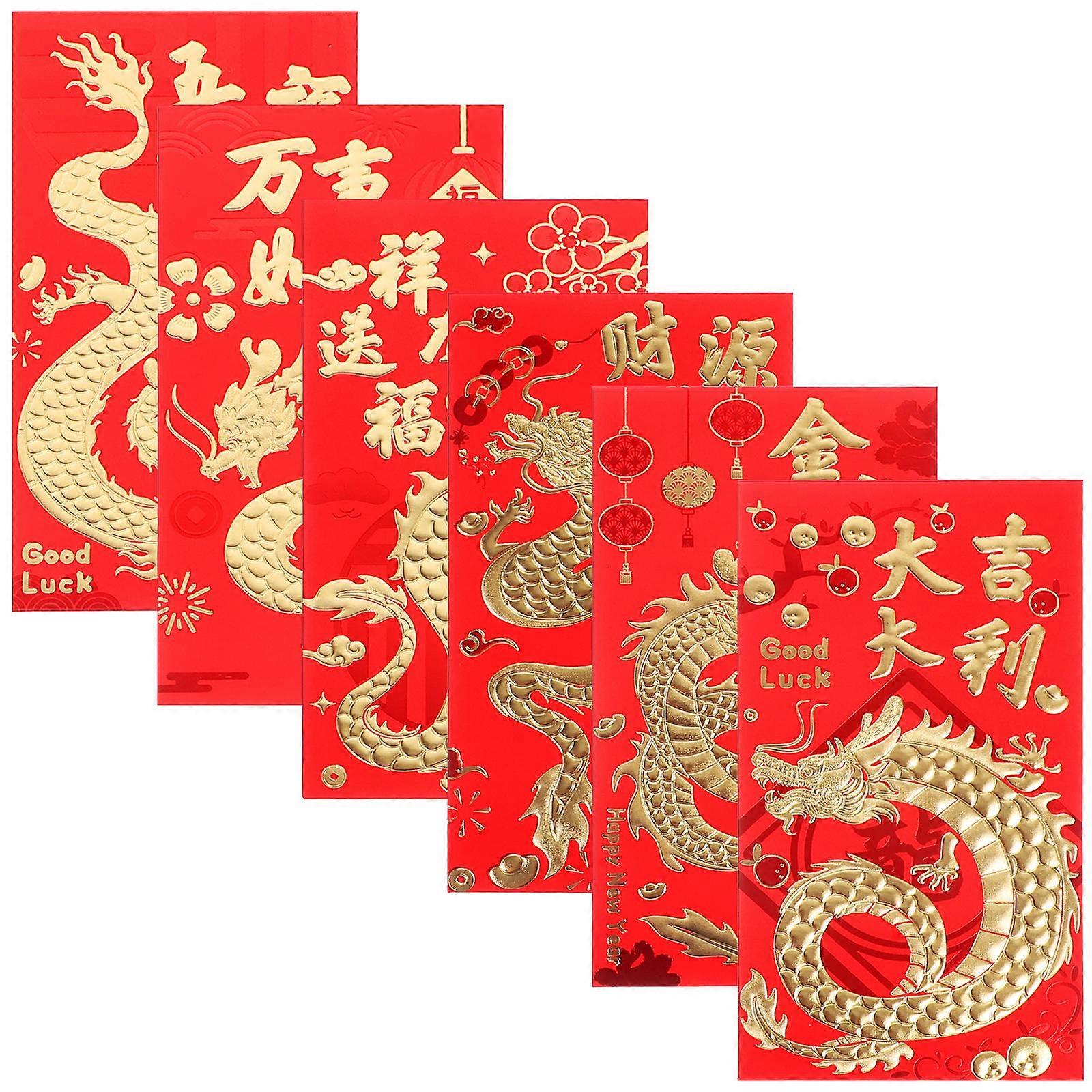 Year of Dragon Red Envelope Paper Lucky Money Packet for Storage 30Pcs
