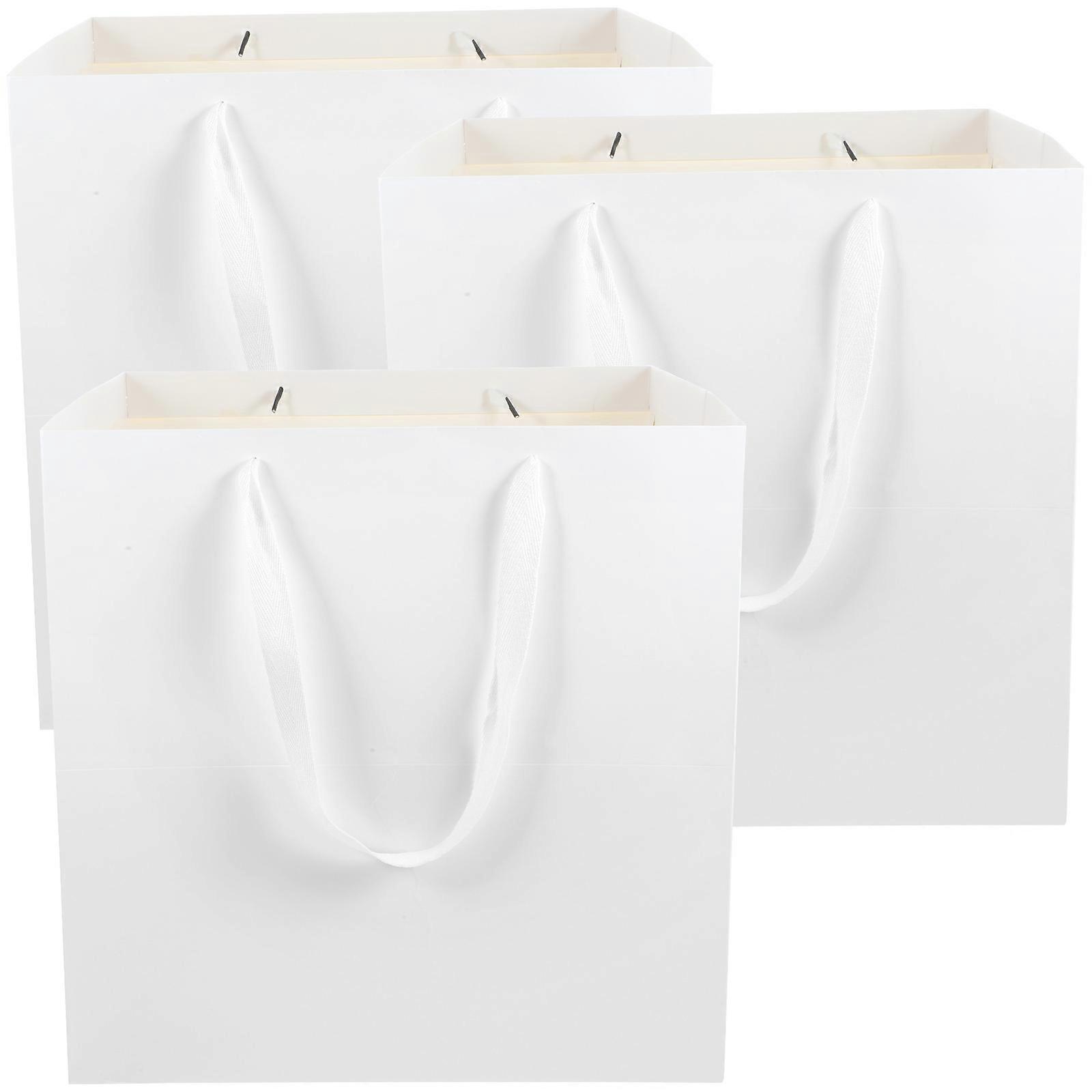 White Paper Gift Bag for Storage Use 3Pcs Handheld Biscuit Accessory