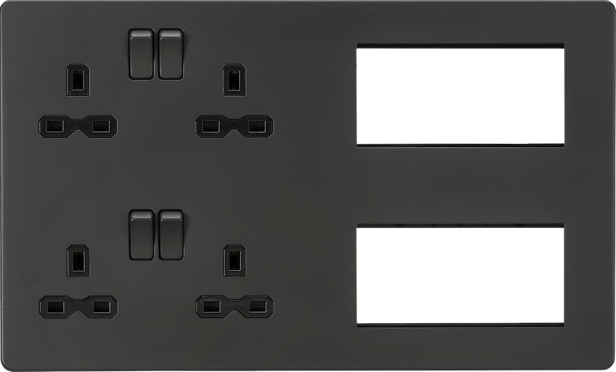 Screwless Combination Plate - Anthracite 230V IP20