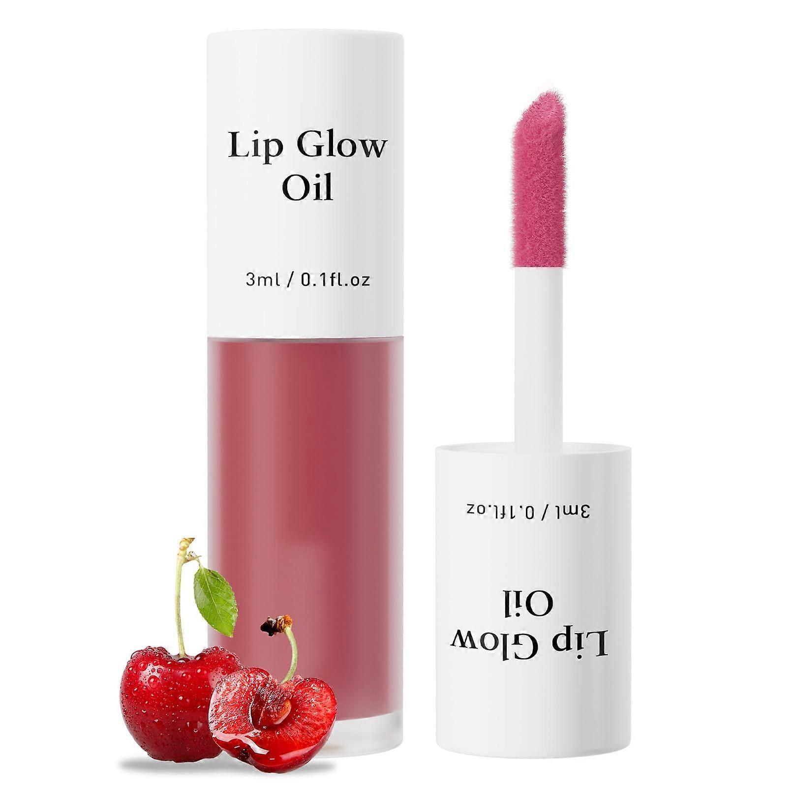 Cherry Red Plumping Lip Oil with Deep Hydration and Sheer Tint for Dry Lips