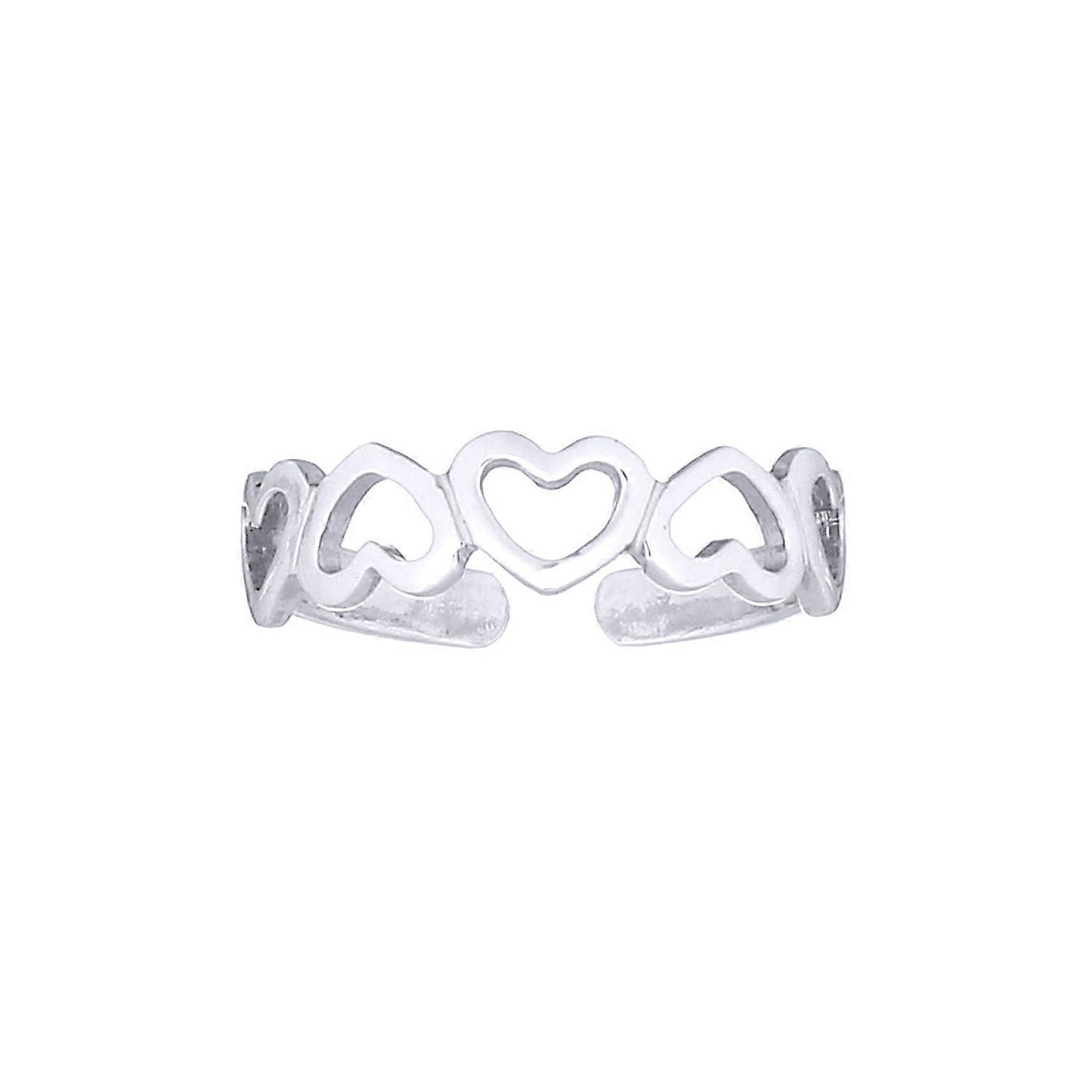 Jewelco London Rhodium Silver 5 Open Love Hearts Toe Ring