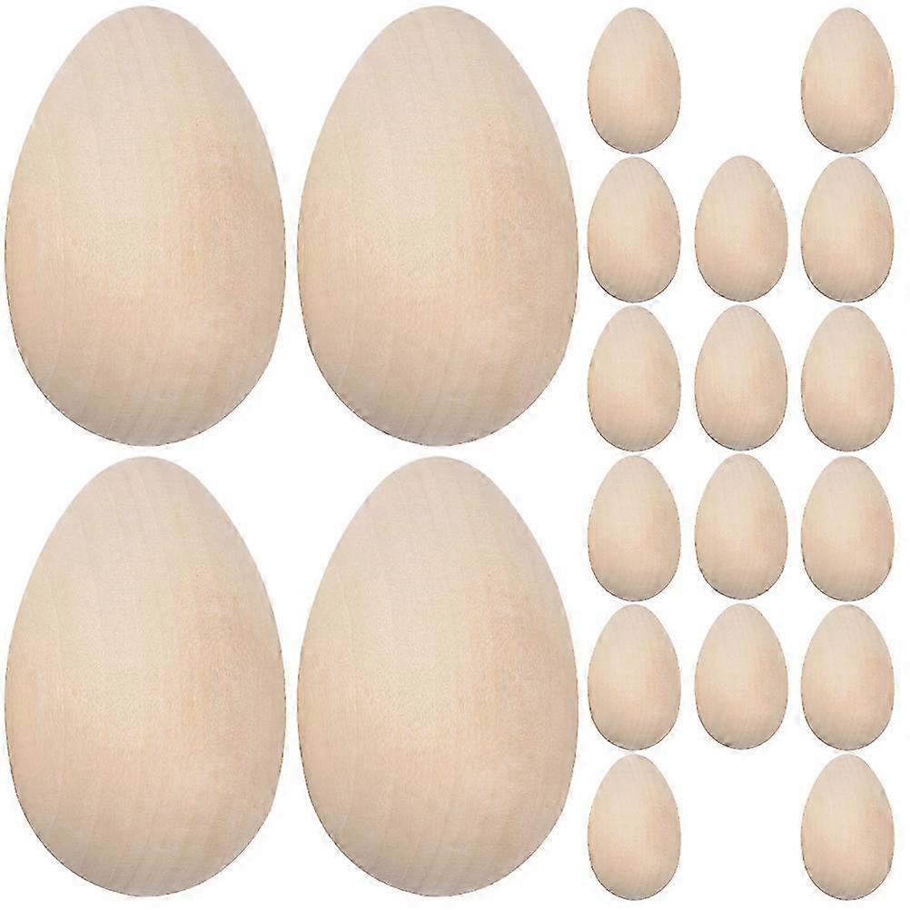 80Pcs Wooden Eggs for Easter Egg Decoration DIY Craft Light Yellow Eggs