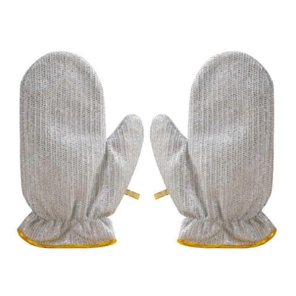Silver and Yellow Multipurpose Dishwashing Gloves with Durable Wire Scrubber for Kitchen Cleaning
