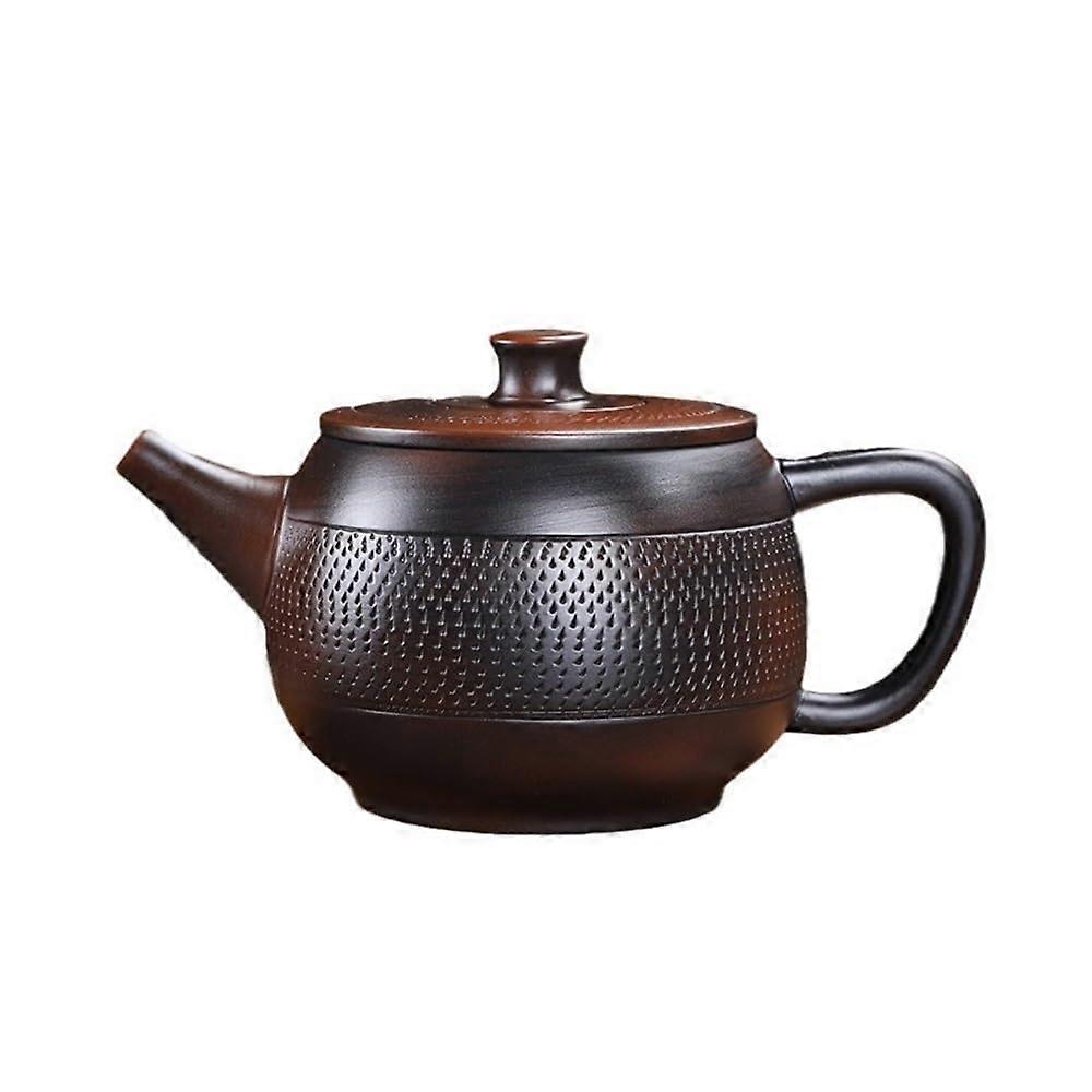 Kung Fu Ceramic Teapot 400ml with BuiltIn Filter and Embossed Design for Chinese Tea Brewing