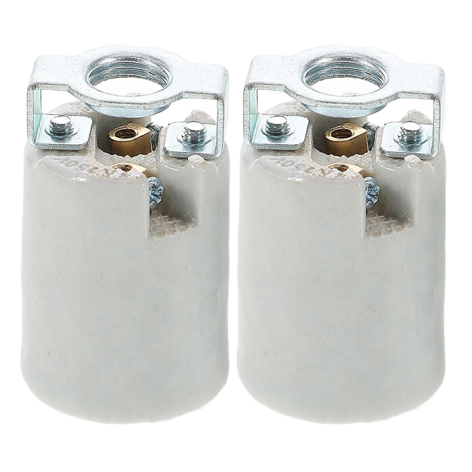 2PCS Ceramic Light Socket E14 Screw in Lamp Holder Porcelain Connector Replacement for LED Bulb