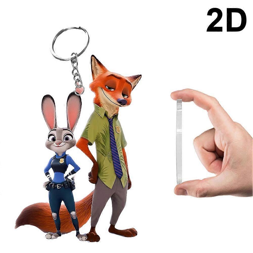 주토피아 닉과 주디가 그려진 귀여운 2D 키링 (가방이나 백팩 선물용)