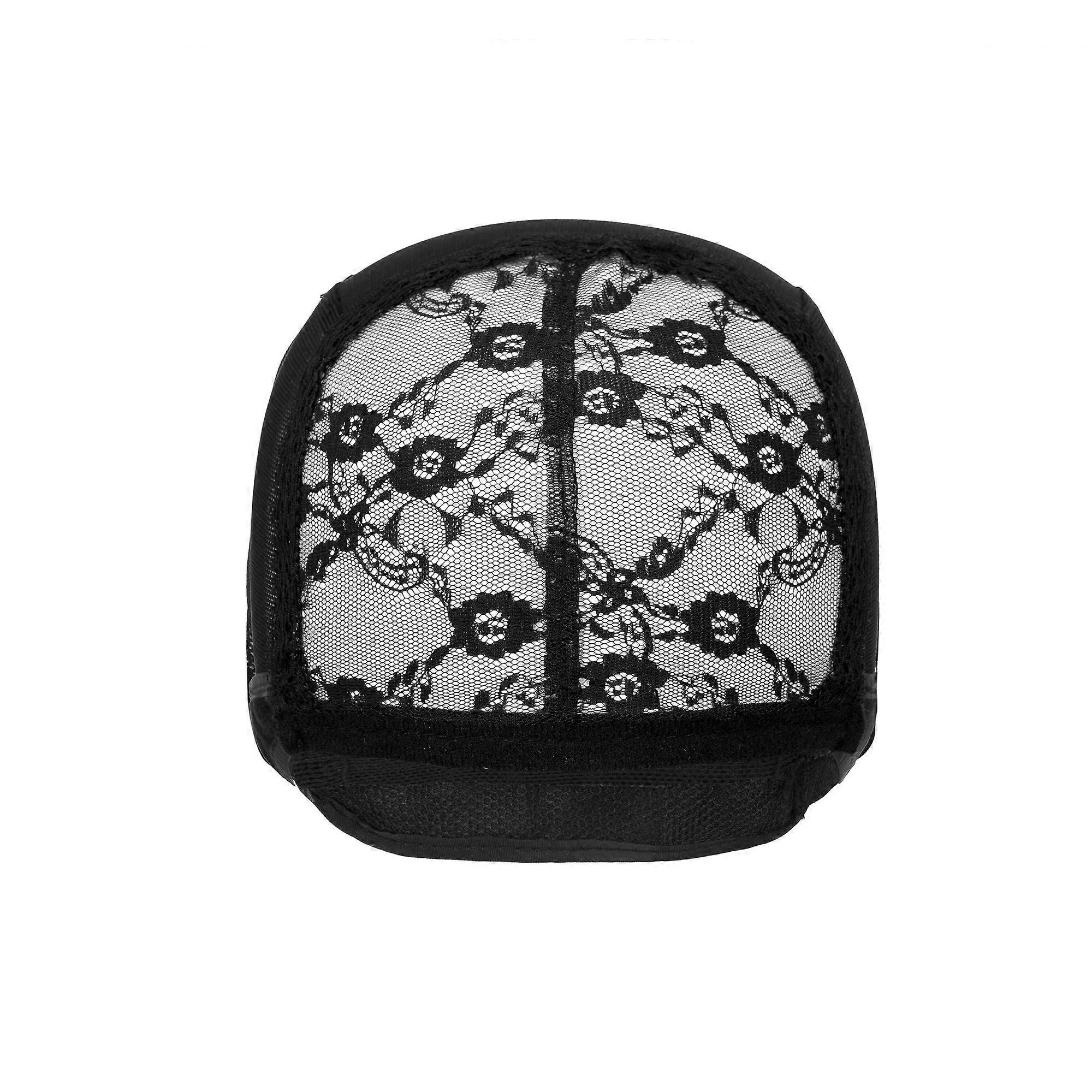 Adjustable Lace Wig Cap with Elastic Straps, Breathable Mesh for Sewing and Wig Making Black
