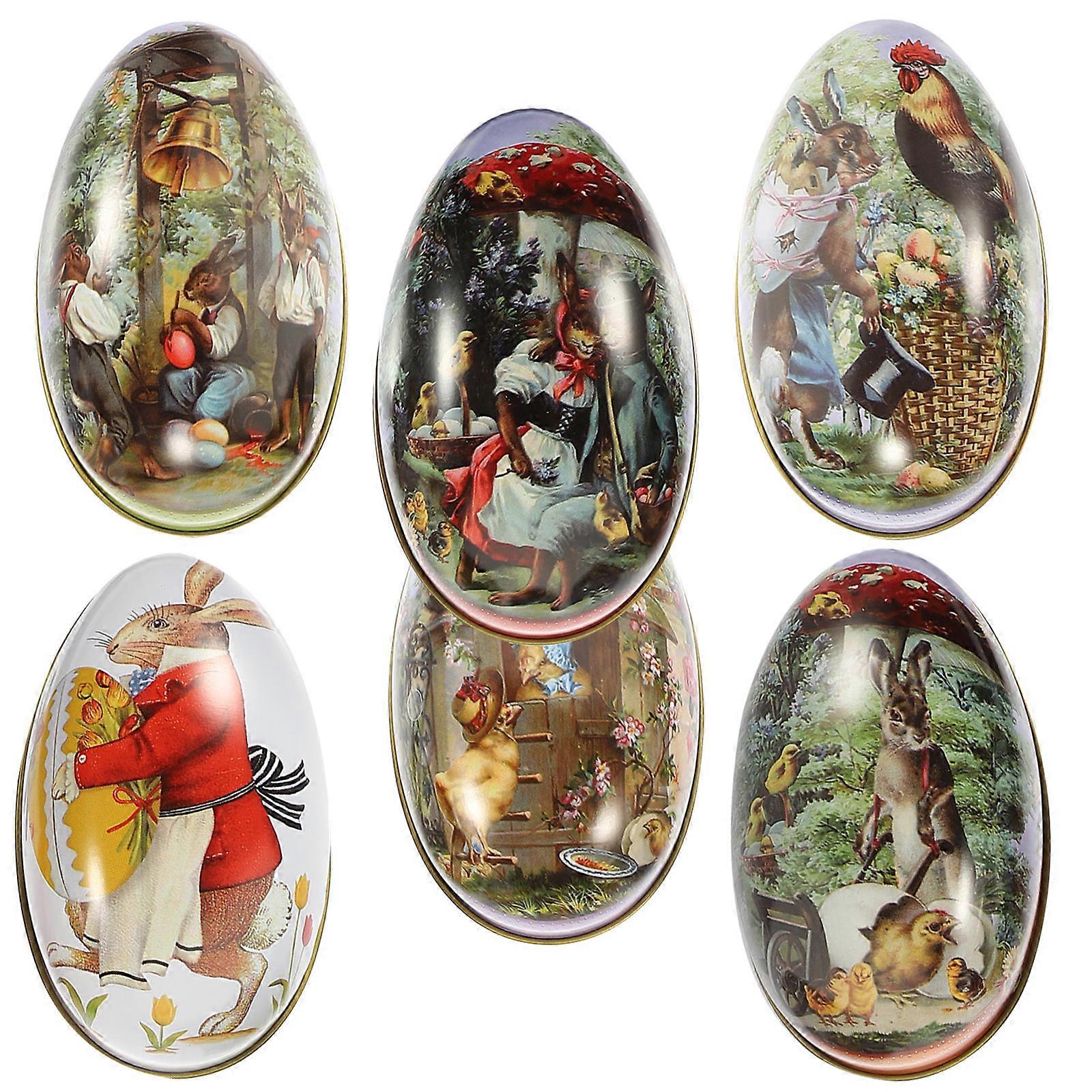 Tinplate Easter Candy Box for Storage Use Candy Holder 6Pcs