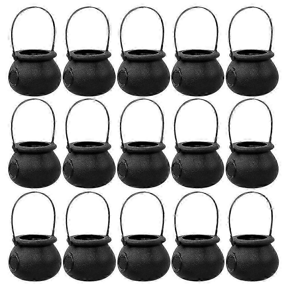 Halloween Mini Cauldron Candy Basket Plastic Candy Holder 20Pcs Black