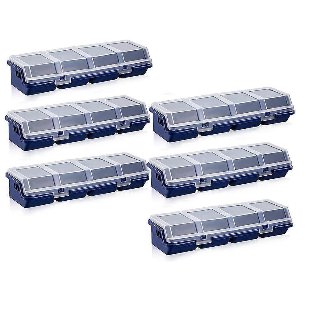6 Pack Screw Organizer Box with Lids, 4 Compartment Small Parts Storage Set for Hardware