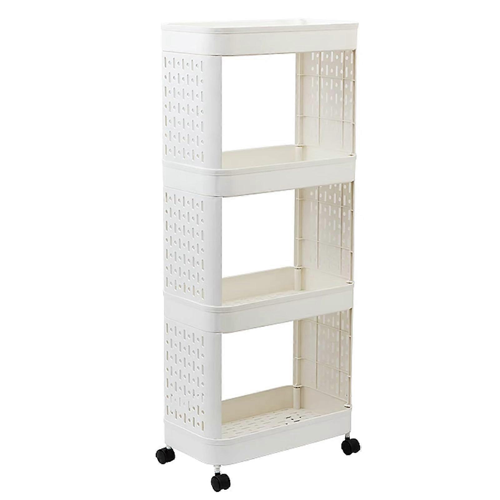 4 Tier Slim Rolling Storage Cart with Wheels, MultiTier Mobile Bookshelf for Kitchen and Classroom