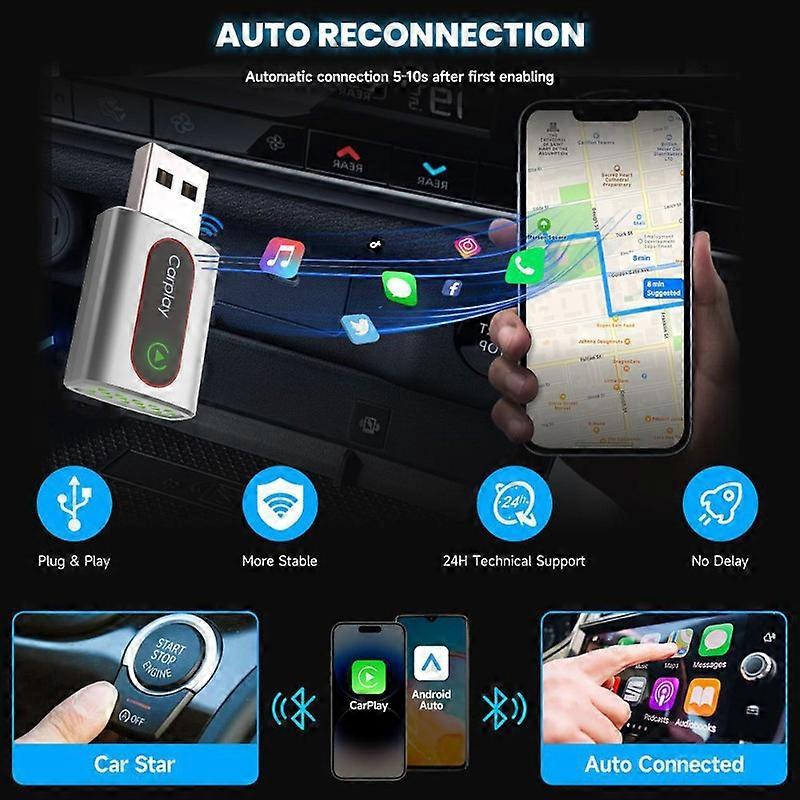 Wireless CarPlay & Android Auto Adapter Box - USB 2.0