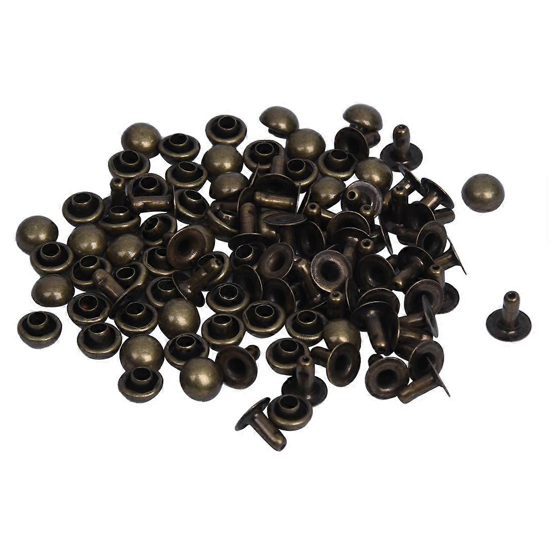 50 Sets Mushroom Fast Rivets Studs 6 mm Antique Brass