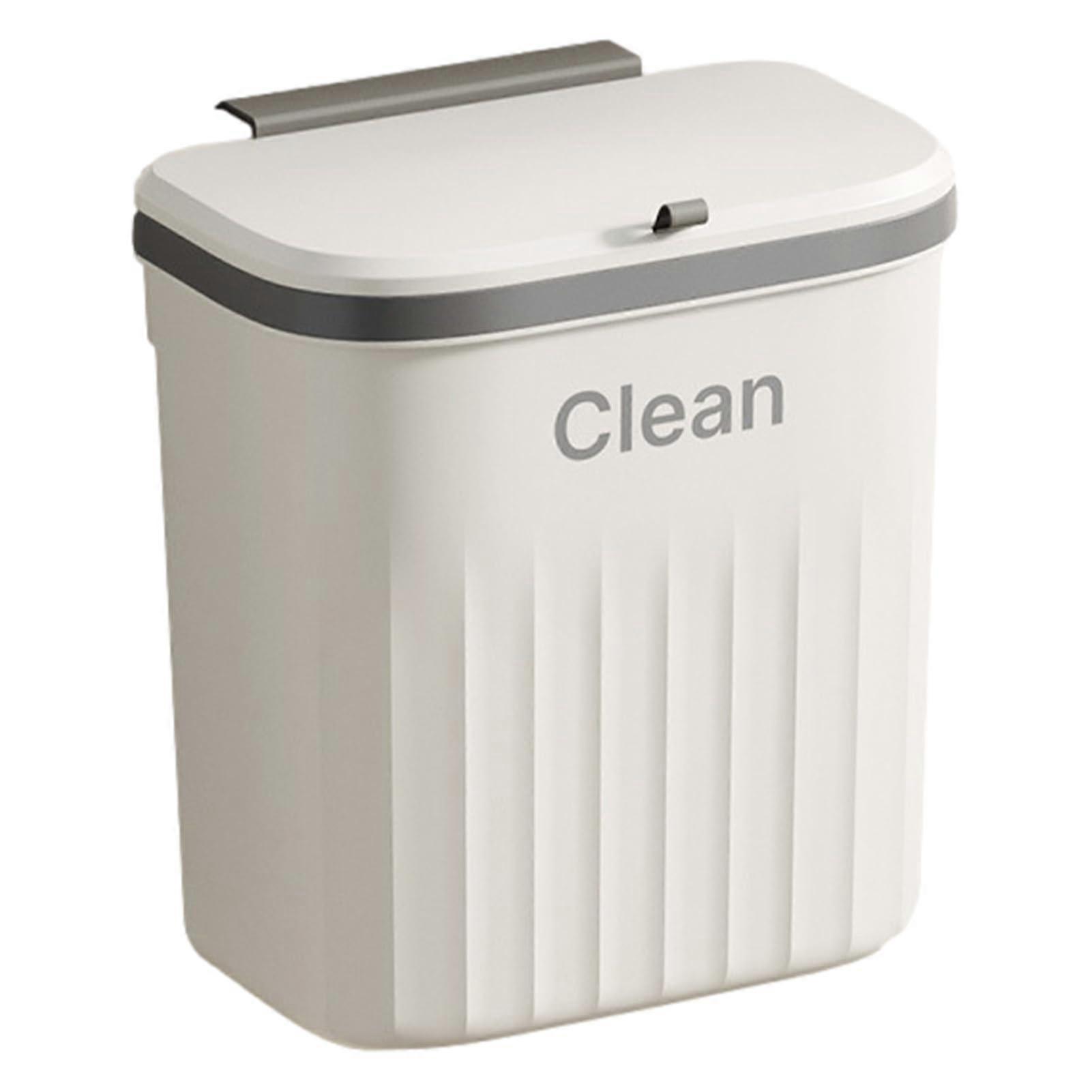 Wall Mounted Trash Can with Lid, Large Capacity Kitchen Bin, TwoWay Opening, White Finish