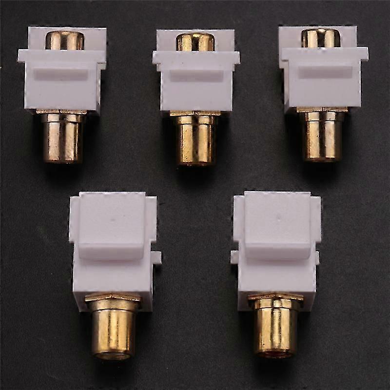 5-Pack Jack Insert Connector Socket Female Snap in Adapter Port Gold Plated Inline Coupler for Wall