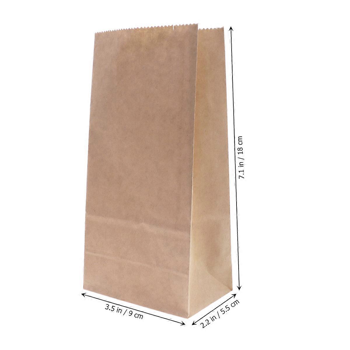 Kraft Paper Food Pouch Square Bottom Packaging Bag for Takeaway 100Pcs