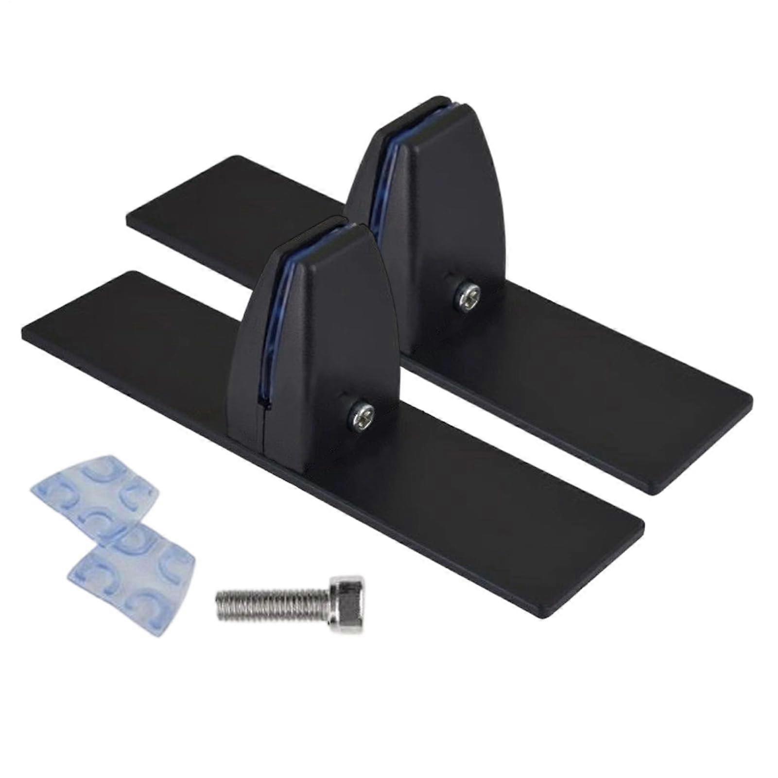 Fireplace Screen Brackets with Adjustable Metal Base Stand, HeatResistant Support, 2Pack Black