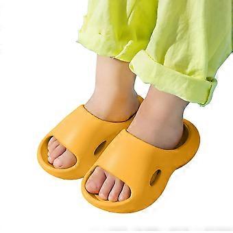 Meisjes en jongens slippers, zomerse mode, effen kleur, open teenslippers, niet-zachte zool, teenslippers, waterschoenen, veelzijdige doucheslippers voor kinderen, geel, 3-3,5 jaar