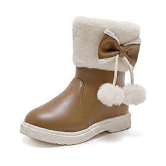 Kleinkindstiefel, Mädchenstiefel, Herbst- und Winterstiefel für Mädchen, dicke Sohlen, warm und bequem, einfarbige Schleifenstiefel, Winterstiefel für Mädchen