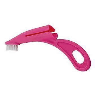 Dog Finger Toothbrush with Gentle Nylon Bristles for Pet Teeth Cleaning, Hot Pink, 1 Count