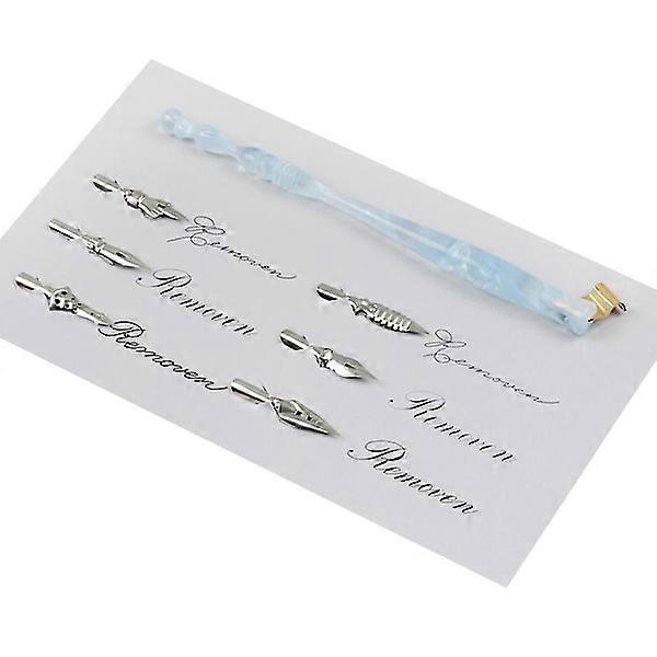 Ink Holder Calligraphy Set Includes Vintage Dip Pen 6 Steel Replaceable Tips (A)