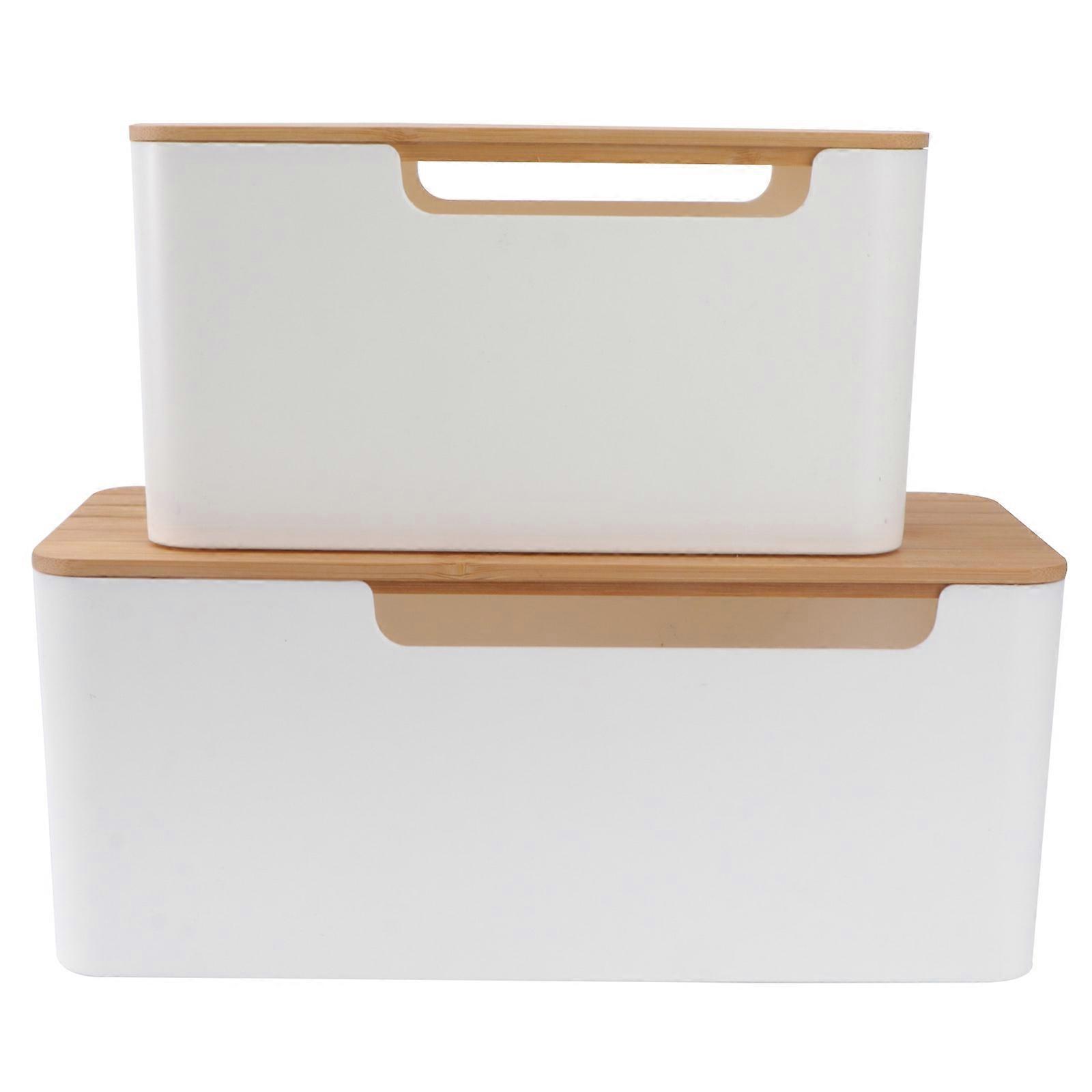 Wire Storage Box Multifunction Socket Protection Boxes for Office 2Pcs
