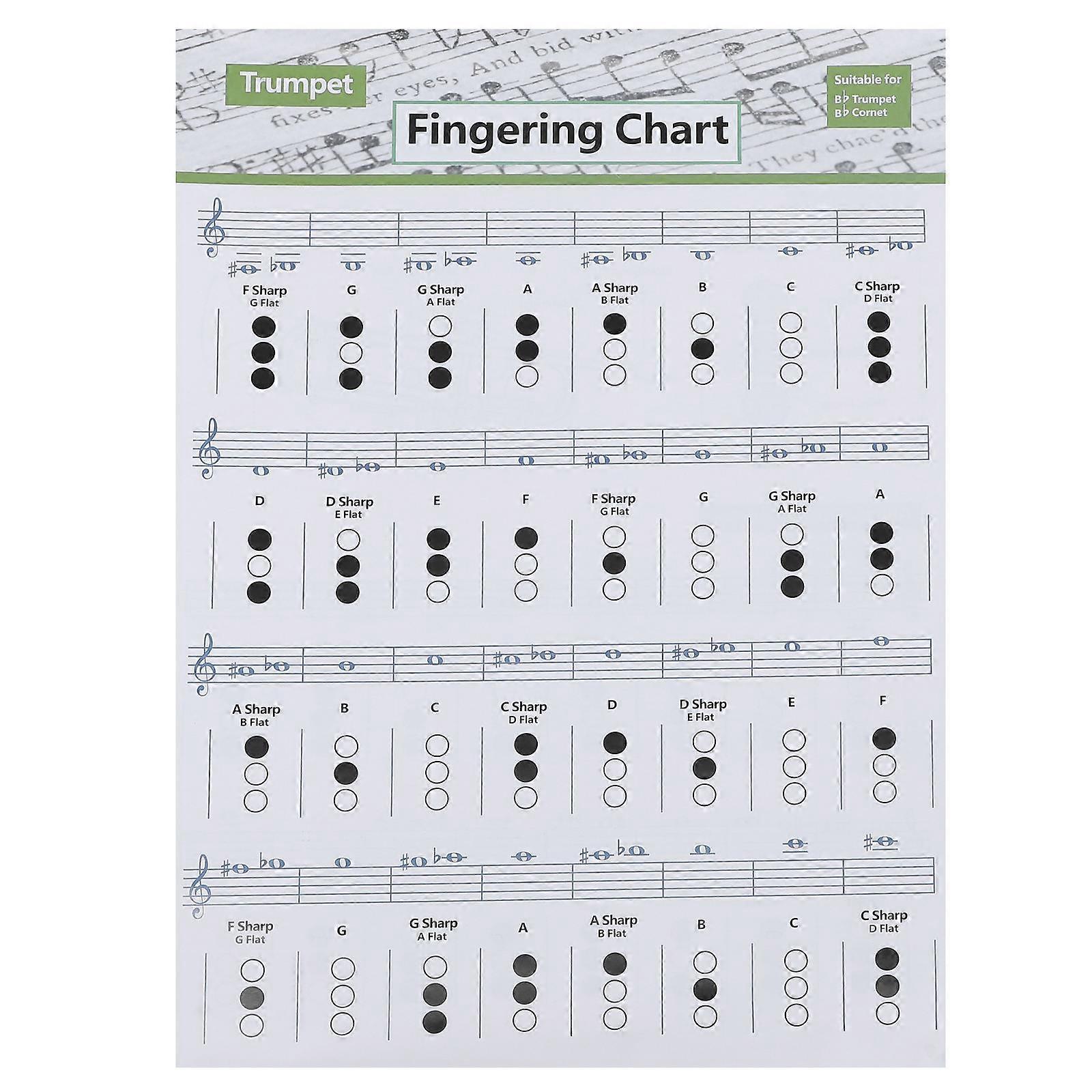 1Pc Trumpet Chord Practice Chart Beginners Chart Finger Guide Chart (Assorted Color)