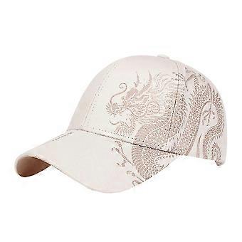 Baseball Cap Unisex Dragon Pattern Chinese Style Extended Brim Adjustable Polyester Sun Protection Windproof Headwear 56-58cm